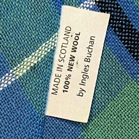 Ingles Buchan Tartan Plaid Wool Tie Made in Scotland Preppy Classic Blue Green - Picture 3 of 6